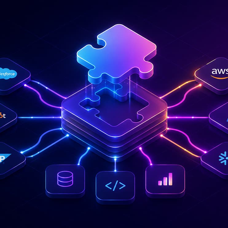 Abstract 3D rendering of connected data nodes