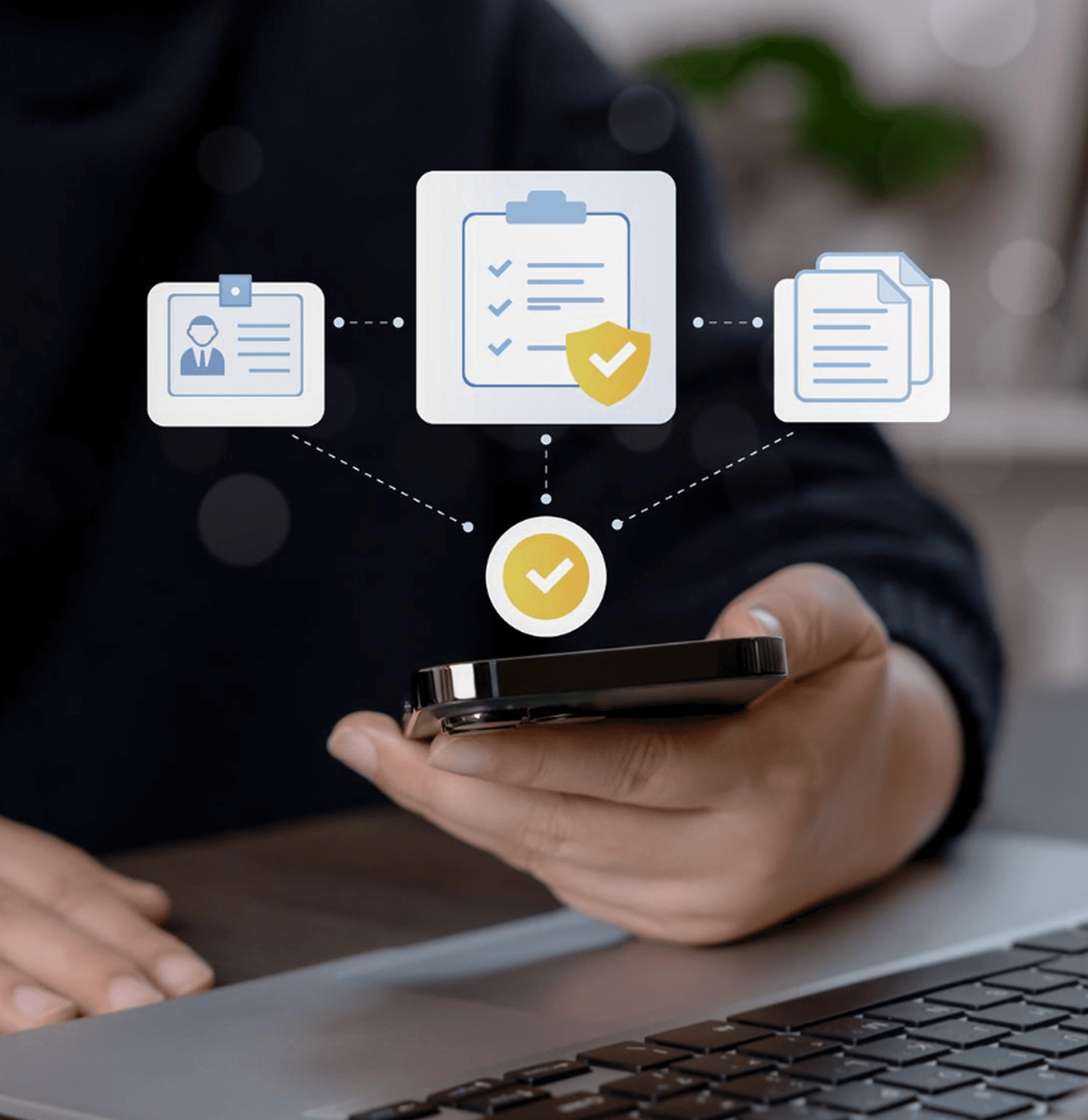 Person reviewing automated quote and billing workflows on a phone